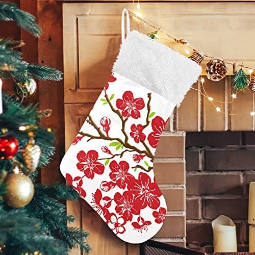Alaza Christmas Stockings Branch do Cherry Blossoms Classic Classic personalizada Decorações de meia para férias de férias em família Decoração de festa 1, 17,7