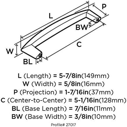 Amerock | Pull do gabinete | Alumínio anodizado | 5-1/16 polegadas central para o centro | Arco rasgado | 1 pacote | Puxão