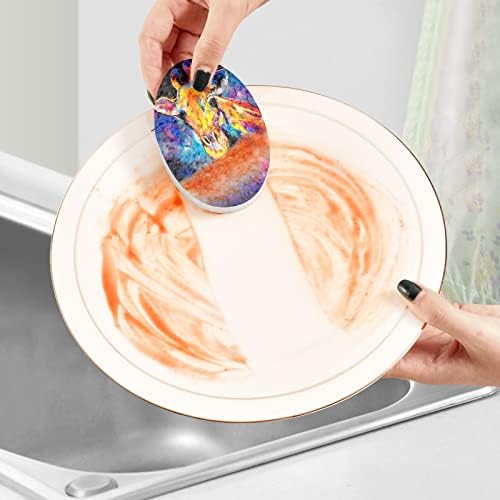 Alaza girafa pintando animal arte moderna esponjas naturais esponja de celulare de cozinha para pratos para lavar banheiros e limpeza