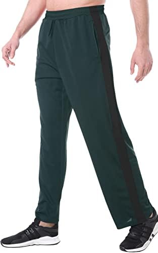 Calça de moletom masculina com bolsos com zíper calças de exercícios de fundo aberto para correr, treino, academia, corrida, treinamento