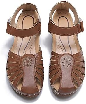Sandálias fechadas do pé para mulheres sandálias de praia de verão Hollow Out Wedge Sandal Torthle Strap Vintage Gladiator Shoes