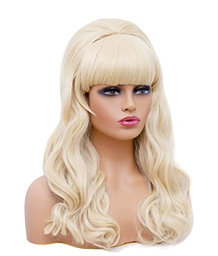 Perucas onduladas de geulyss Long com grande peruca clássica de figurino loiro dos anos 80 com peruca de cabelos de betra de franja