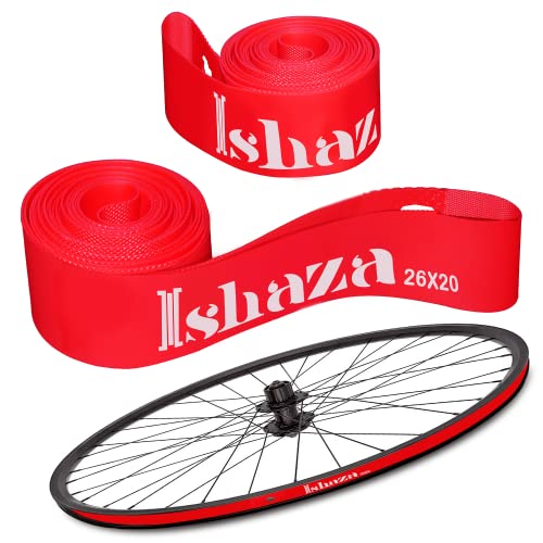 Pacote Ishaza de 2 Bicicleta Rim Strip 26 x 20mm-fita vermelha Tape de alta pressão, punção e temperatura Durável Durável Durável