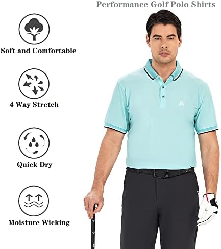 Camisas de golfe para homens de manga curta seca umidade de umidade performance de colarinho camisa de colarinho