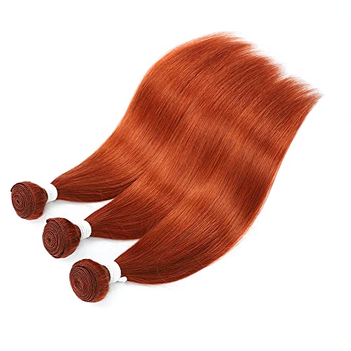 Remy Hair Burnt Bundles Orange Pacacos de cor laranja de cabelo humano retos com fechamento de renda 4 × 4
