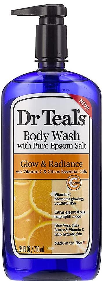 Dr. Teal Glow & Radiance com Vitamina C & Citrus Oils essencial Lavagem corporal Pacote 24oz de 4