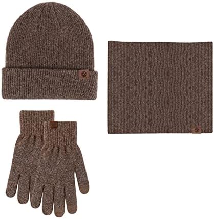 Luvas de cachecol de chapéu de gorro quente de inverno Conjunto de homens homens 3 pacote de gorro desleixado com