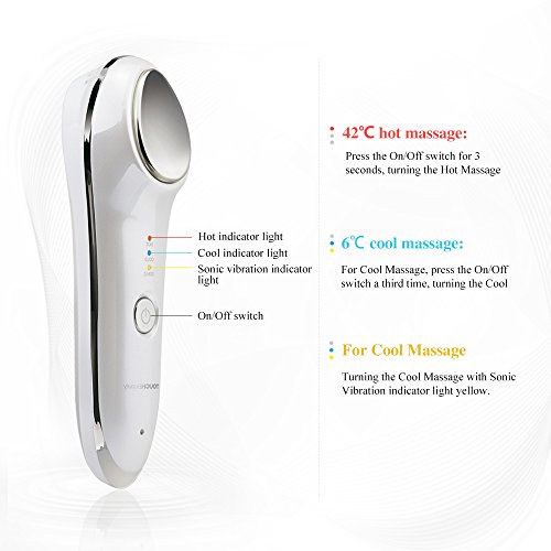 Massageador facial quente e frio do TouchBeauty - Vibração portátil Skin Rejuvevening Relaxation Dispositivo para rosto mais suave, aquecimento da cuidados com a pele e ferramenta de beleza de refrigeração para mulheres