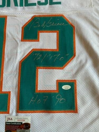 Bob Griese, autografado Jersey White inscrita - camisas da NFL autografadas