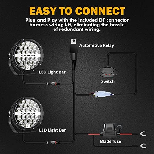 Auxbeam 7in Round LED Light Light, 240W 24000lm de alta potência Luzes de luz Offroad Spot Round LED Light Bar com modo