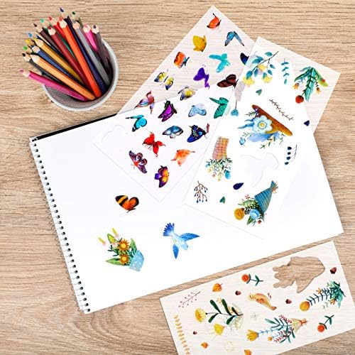 Conjunto de adesivos de pássaros e flores meiest aquarela - adesivo decorativo para scrapbooking, artesanato infantil