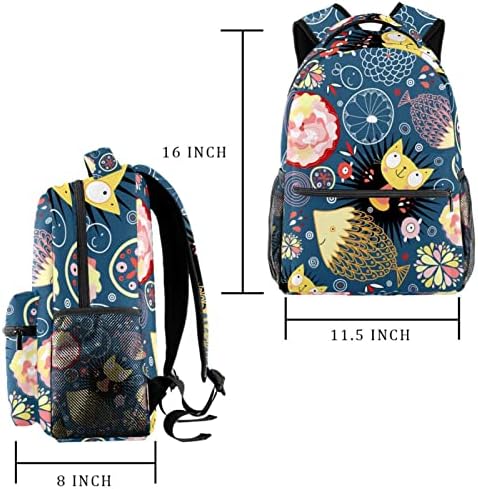 Mochila de laptop VBFOFBV, mochila elegante de mochila de mochila casual bolsa de ombro para homens, desenho animado de peixes de peixe de animal gato adorável flor