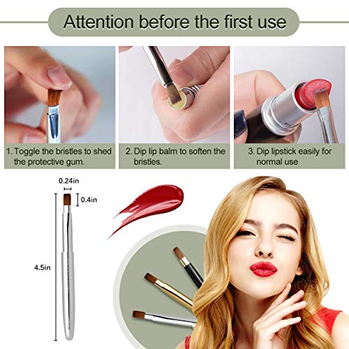 Escova de lábios, escova de lábios retráteis com aplicadores portáteis de tampa para lipstick brilho labial