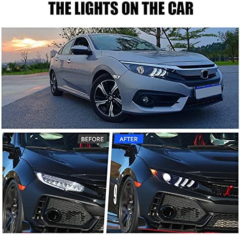 Montagem dos faróis YHY para 2017 2018 2019 2020 2021 Honda sedan cívico/cupê/hatchback lumbo de luz de lâmpada de lâmpada de lâmpada de cabeça de cabeça de cabeça sequencial lumin