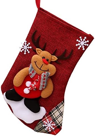 Meias de Natal Pano Bolsa de meias de Natal e meias suspensas de Natal para decoração de festas e desenho animado de