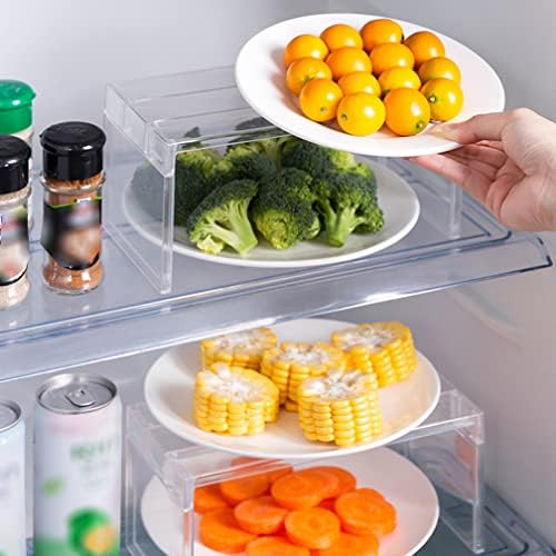 1 Pacote de embalagem Organizador de refrigerador de plástico destacável Plataforma de armazenamento multiuso para o armário da geladeira Desktop, transparente