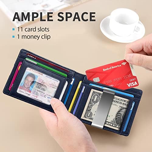 Carteira runbox para homens clipe de dinheiro slim clipe minimalista couro bifold rfid bloqueando a carteira de bolso