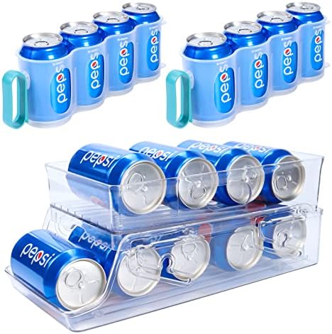 O refrigerante portátil de 3pc pode organizar a geladeira, 2 camadas, organizador de bebida automática dobrável para geladeira pode dispensar o suporte para geladeira, despensa, armário