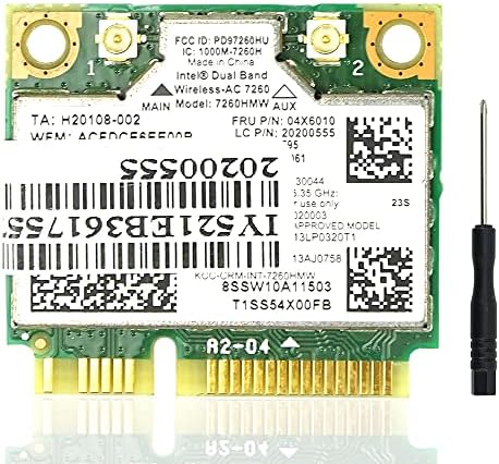 Cartão sem fio Lian Mo 7260HMW Card Wi-Fi, Suporte de Rede de Rede PCIE de Rede PCIE de Band Dada Brand 7260 4.2 Suporte Bluetooth Windows 10, Windows 8, Windows 7, 2x2 LAN sem fio BT4.0 802.11 B/a/g/n/ac