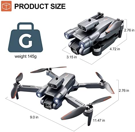 2023 Drones sem escova com câmera 4K HD dual, quadro de drones FPV RC Dobrable para adultos/iniciantes/crianças, modo sem cabeça, uma chave decolando/terrestre, funções de waypoints, 3 brigas de vôo longo