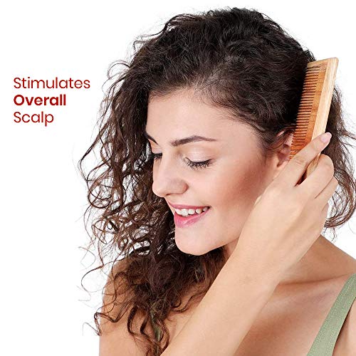 Healthandyoga PureTress PuretRed Neem Wood Comb -Não estático e ecológico -Ótimo para o couro cabeludo e a saúde