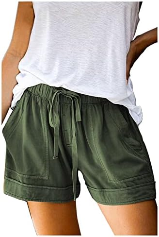 Zlovhe Shorts de cintura alta para mulheres, verão leve, lotes de impressão boêmia, shorts casuais da cintura elástica da cintura