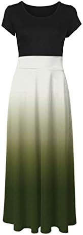 Vestido de tamanho grande para mulheres 2023 Moda de verão Slim Floral Maxi Dresses Crewneck Manga curta Vestido de cintura alta