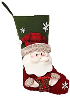 Fqswyr natal meias grandes xadrez com sacola de decoração de punho de punho