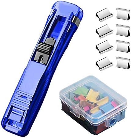 Mini Push Stapler, com 50pcs reutilizáveis ​​clipes de recarga de aço inoxidável 40 Capacidade de 40 folhas, grampeador portátil