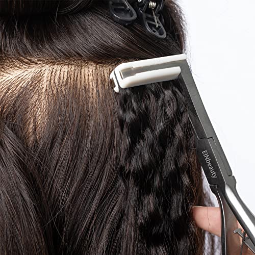 Fita de Einbeauty na ferramenta de extensão Extensões de cabelo profissional Fita de superfície plana em fita de alicates na ferramenta para cabelos de cabelos para cabeleireiro Kit de ferramentas de extensão de cabelo （prata#）
