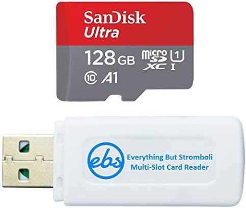 Sandisk Ultra 128 GB Micro SD para o telefone LG funciona com LG K71, LG K22, LG Wing Cell Phone, pacote de cartões UHS-1 com 1 tudo, menos Stromboli SD & MicrosDXC Memory Card Reader