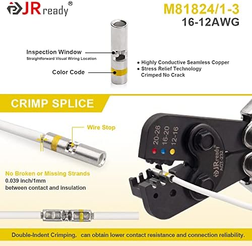 JRRADE ST6351 Amarelo Crimp Butt Splice 16-12 AWG, conector à prova d'água com temperatura alternativa. Pvdf encolhida com calor （-55 ~ 150 ° C） e PE （-55 ~ 125 ° C） tubo