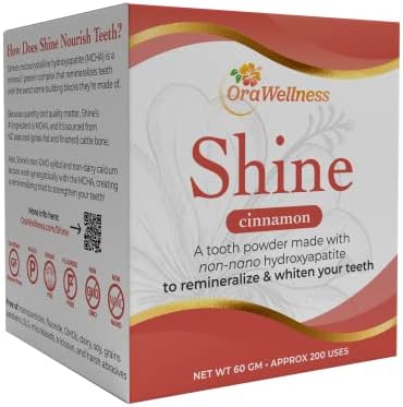 Orawellness Shine Remineralizando os dentes naturais em pó de clareamento em canela + Boca saudável mistura de creme dental