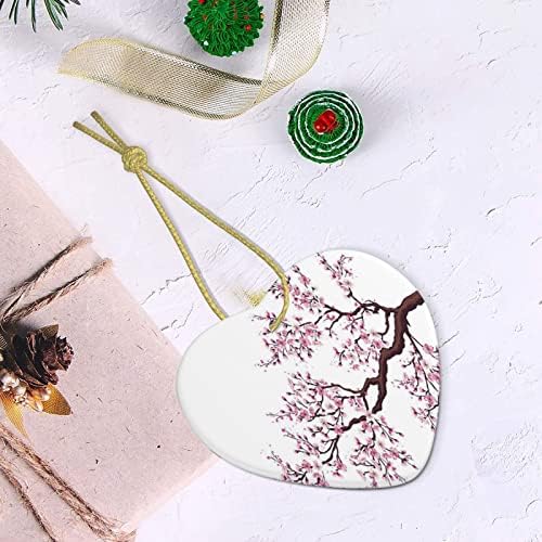 Cerejeira Blossoms Tree Christmas Ceramic Heart Pinging, 2022 Mantel popular Pingente