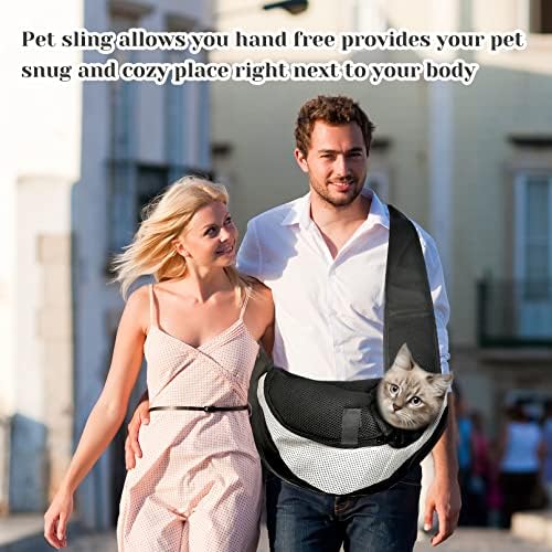 Fhiny Pet Dog Sling Transportador, Mãos Gato Free Saco de Papoose- Corrente ajustável Pocket Cro bolso de algodão Crossbody Mesh Satchel