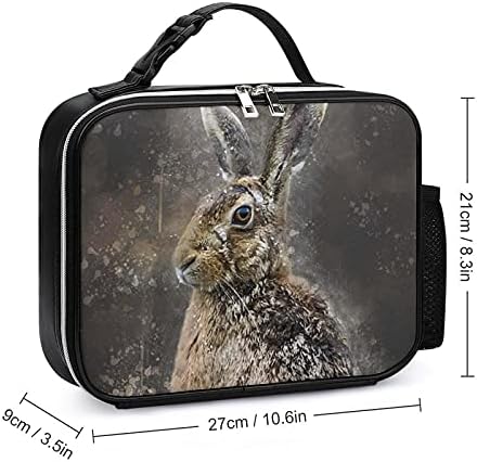 Dark Hare hare aquarela grunge splatter reutilizável bolsa bolsa de lancheira isolada recipiente para viagens de piquenique de trabalho