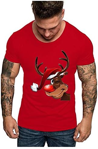 Feliz Natal camisa masculina Novo Natal Moda Elk Impressão curta Top casual Tops confortáveis ​​XMAS_TOPS