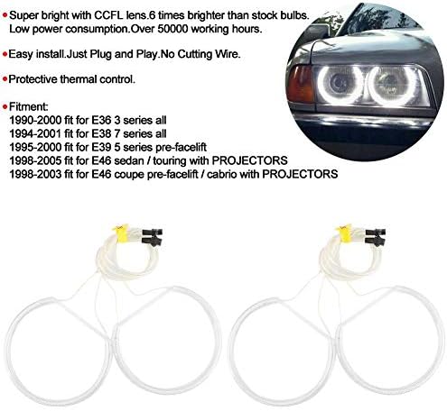 Farol do carro yuanjs, 4pcs/set ccfl led car heartlight angelys lamp kit de lâmpada de lâmpada de reforma para e36 e38 e39 e46
