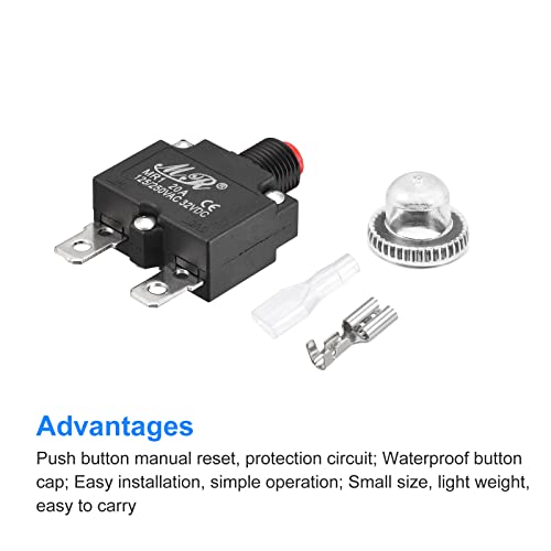 Kit de protetor de sobrecarga de circuito de meccanidade 5a/10a/15a/20a/30a ac125/250v dc32v botão de push button