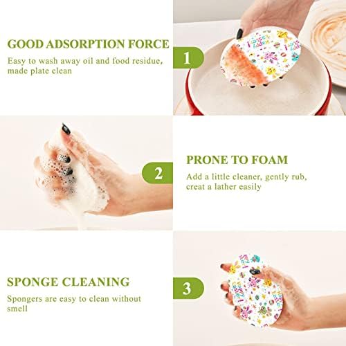 Coikll fofo coelho de páscoa ovo cozinha esponjas de limpeza odor de limpeza sponge sem arranhão para limpeza de pratos de limpeza - 3 pcs