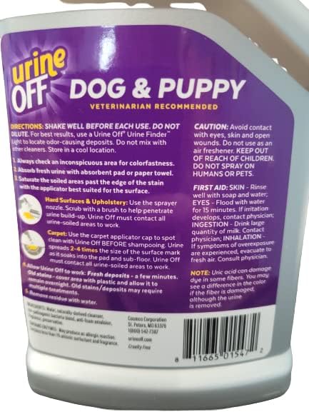 Urina Off Puppy & Dog Odor & Stain Remover | Spray de limpeza de carpetes frescos de aroma | Removedor de mancha enzimática e urina BIO | Limpador seguro para animais de estimação | 16 oz.