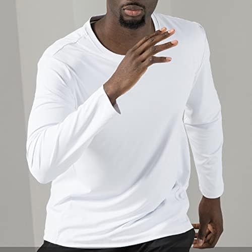 T-shirt de manga comprida de Kyisoy Men Camiseta casual pescoço macio de algodão macio topo de algodão básico camisetas de moletom