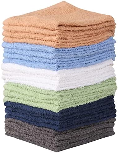 Toalha e linho Mart algodão - conjunto de pano de lavagem - pacote de 24, panos de face de flanela, toalhas altamente absorventes e macias da ponta dos dedos