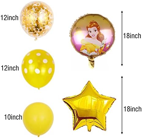 Feliz aniversário Conjunto da princesa Belle Foil Balões para crianças Princesa de bebê Princesa Belle Decorações de festa temáticas