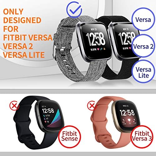 Bandas de embalagem Welltin 2 compatíveis com Fitbit Versa / Fitbit Versa 2 / Fitbit Versa Lite para homens, correia de tecido respirável, pulseira de substituição ajustável para Fitbit Versa Smart Watch