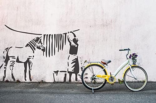 Estêncil de listras de zebra de lavagem Banksy para pintura - laser cortado reutilizável 14mil mylar estêncil - modelo de pintura de parede, desenho de artesanato para piso, parede, estêncil de corte a laser