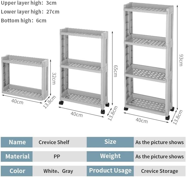 Rack de armazenamento de cozinha YGQZM para produtos da frigorínea removível com rodas Organizador do banheiro Plataforma de prateleira lacuna