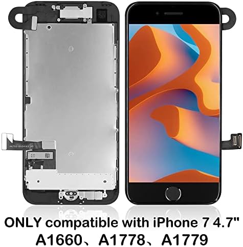 Ayake para iPhone 7 Substituição de tela com botão doméstico, Digitador de toque de LCD de montagem completa com câmera frontal+falante+sensor de proximidade+ferramentas para A1660, A1778, A1779