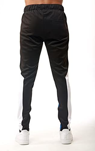 Bleecker e Mercer Men's Slim Fit Track Pants com bolsos com zíper - atléticos ginástica corredores de ginástica executando calças