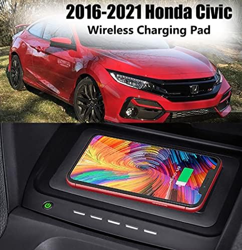 Carregador sem fio de carro automático para Honda Civic 2017 2018 2019 2020 2021, Center Console Cell Phone qi Station Pad para